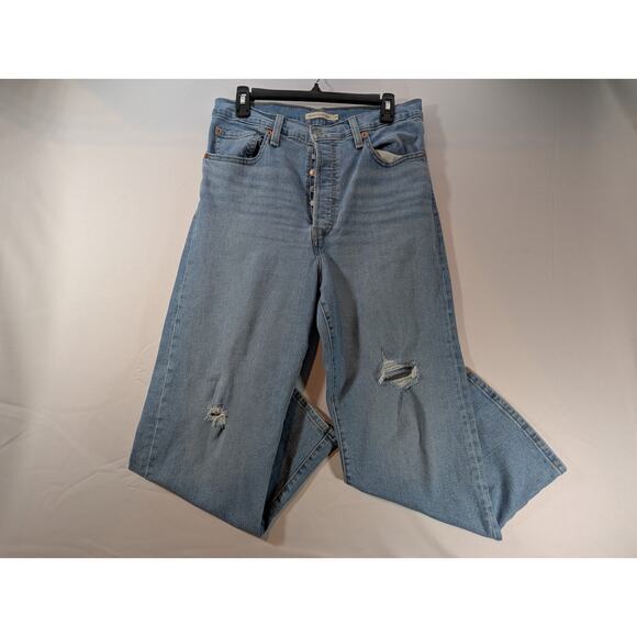 NWT Levi's Women's Ribcage High Rise Distressed Ankle Straight Jeans in 31 x 27 - Picture 1 of 8